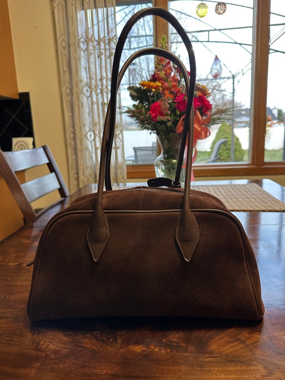 Classic Brown Suede Women's Shoulder Bag - Elegant Everyday Tote